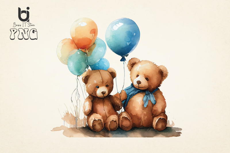 teddy-bears-with-blue-balloons-watercolour-clipart-12-png-file