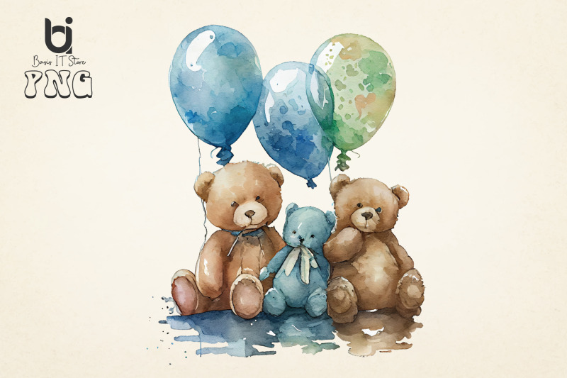 teddy-bears-with-blue-balloons-watercolour-clipart-12-png-file