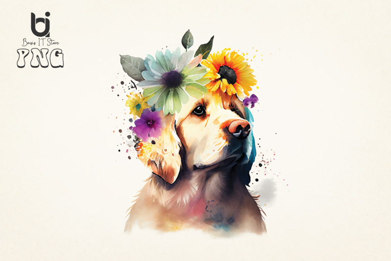 dogs-with-flowers-png-watercolor-sublimation-bundle