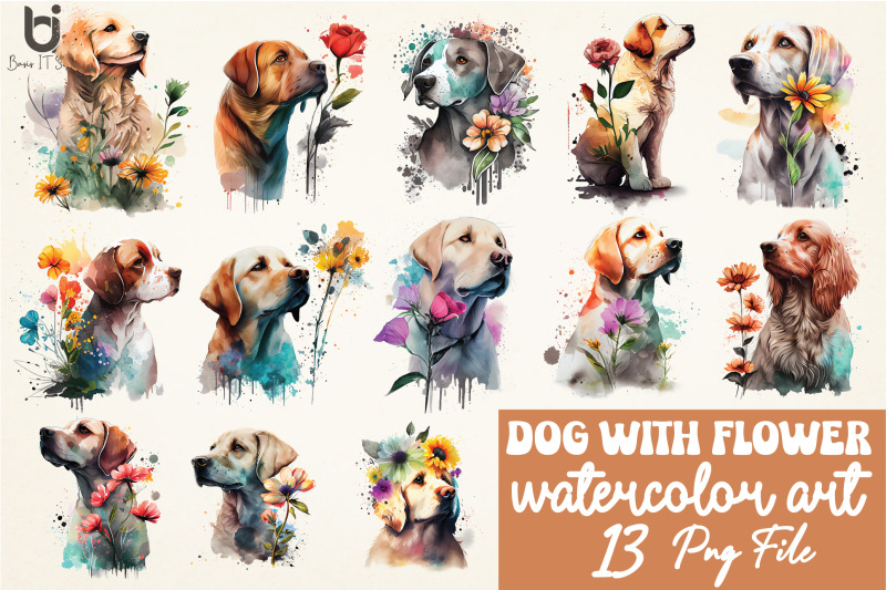 dogs-with-flowers-png-watercolor-sublimation-bundle