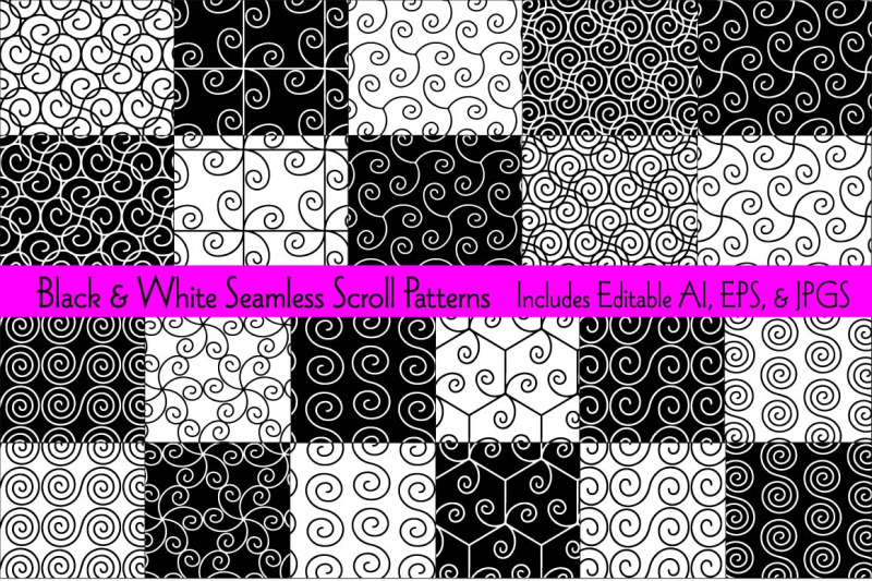 black-white-seamless-scroll-patterns