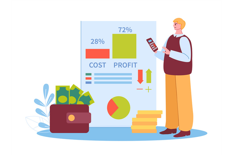 employee-analyzing-graphs-and-charts-counting-bill-cartoon-man-offic