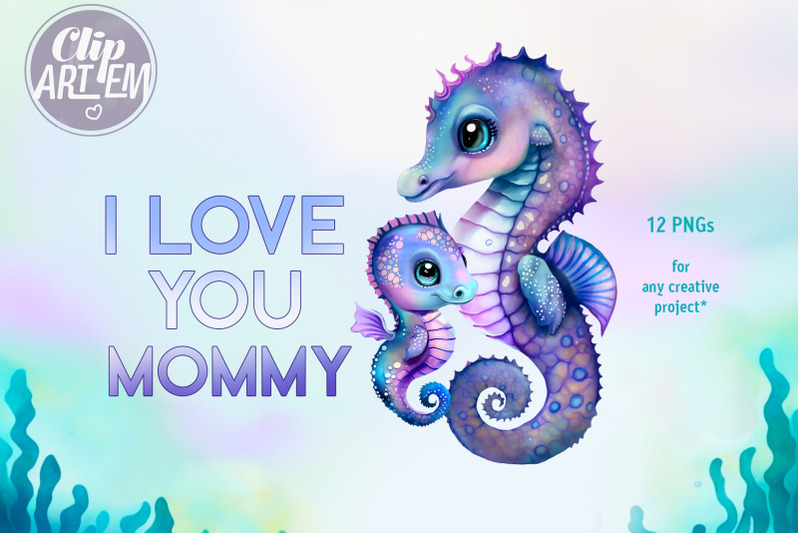 stunning-seahorse-family-12-png-watercolor-images-bundle-clip-art