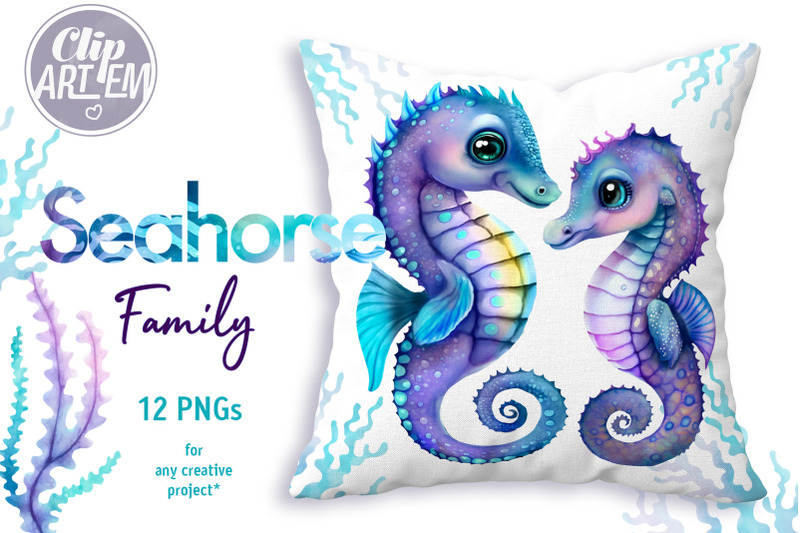 stunning-seahorse-family-12-png-watercolor-images-bundle-clip-art