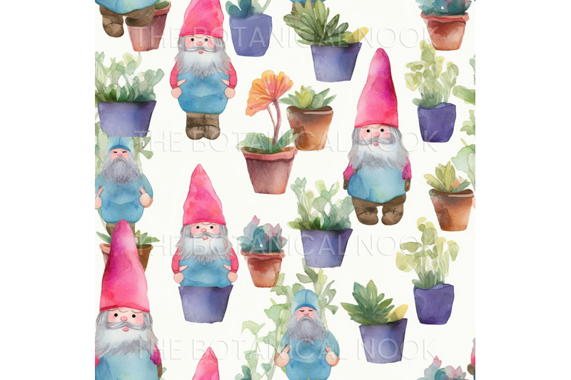 12-woodland-garden-gnome-cuties-digital-paper-seamless-pattern-pack