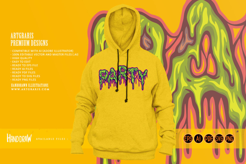 party-melted-font-hand-lettering-text-illustrations