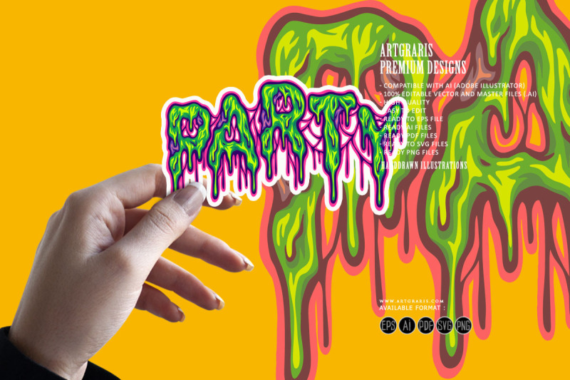 party-melted-font-hand-lettering-text-illustrations