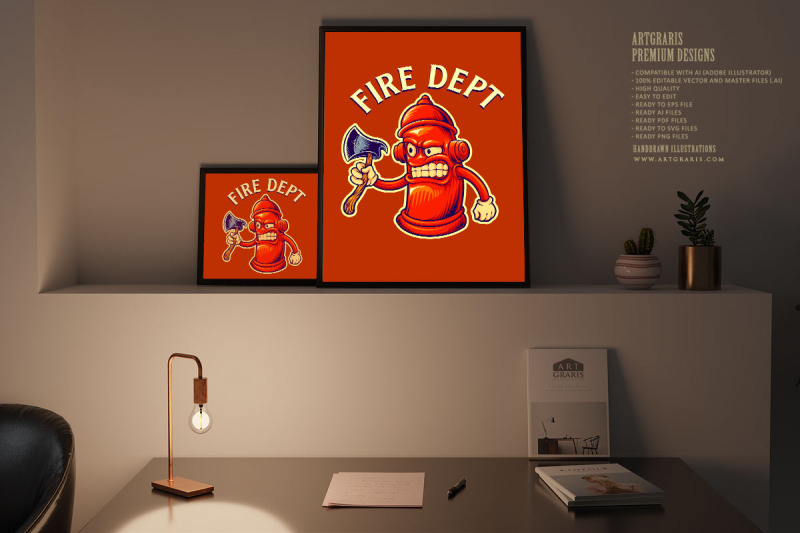 hydrant-fire-dept-axe-logo-cartoon-illustrations