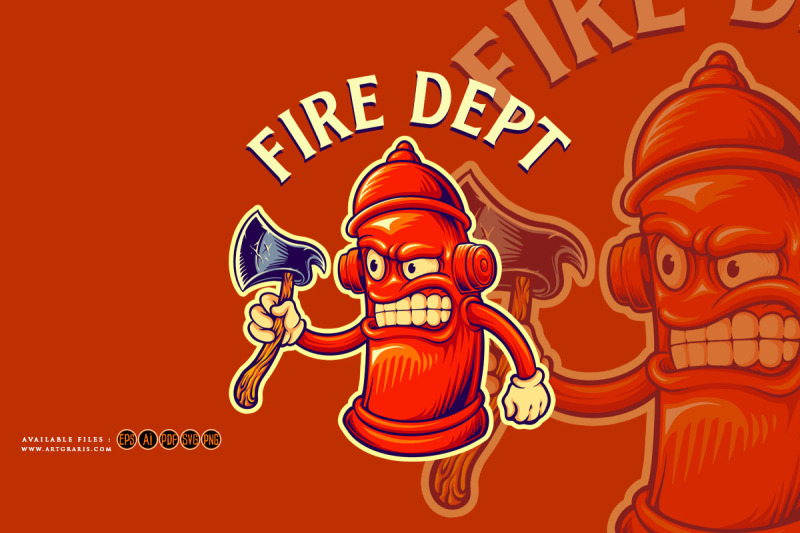 hydrant-fire-dept-axe-logo-cartoon-illustrations