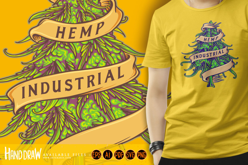 hemp-industrial-leaf-marijuana-plant-scroll-ribbon-ornament-logo-carto