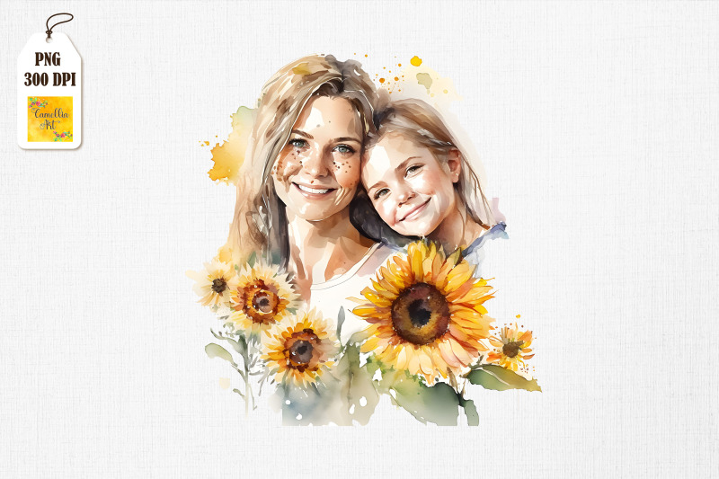 mother-amp-daughter-with-sunflowers-2