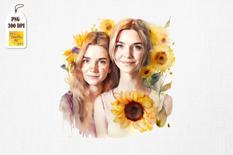 mother-amp-daughter-with-sunflowers-4