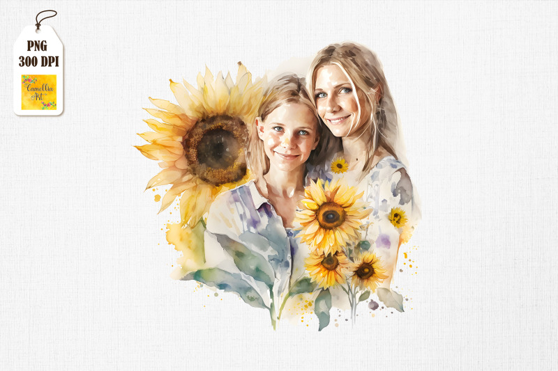 mother-amp-daughter-with-sunflowers-7