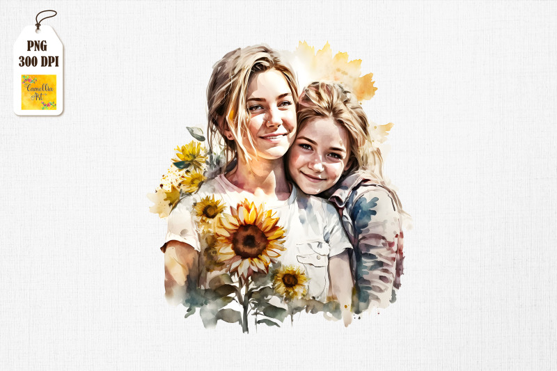 mother-amp-daughter-with-sunflowers-9