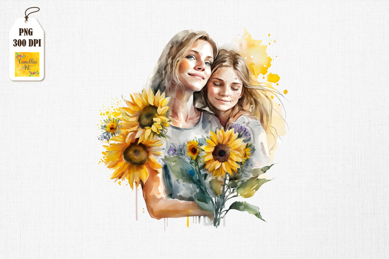 mother-amp-daughter-with-sunflowers-18