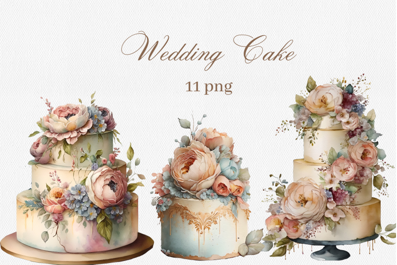 wedding-cake-clipart-watercolor-vintage