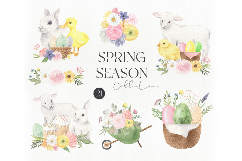 watrecolor-spring-animals-and-flowers-clipart