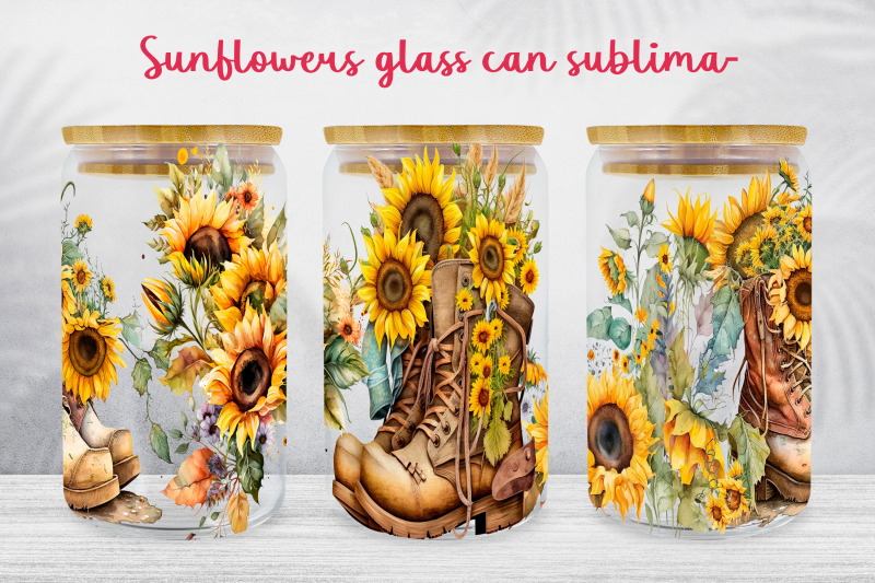 sunflowers-glass-can-wrap-boots-libbey-can-sublimation-png