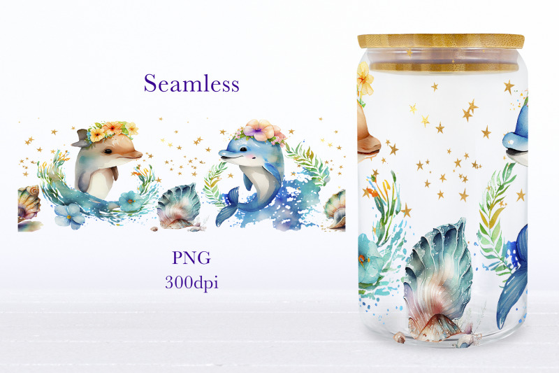 dolphin-glass-can-wrap-ocean-sublimation-png-underwater-life