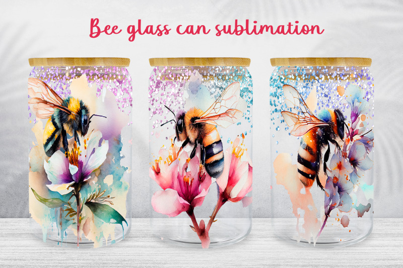 bee-glass-can-wrap-spring-floral-libbey-can-sublimation-png