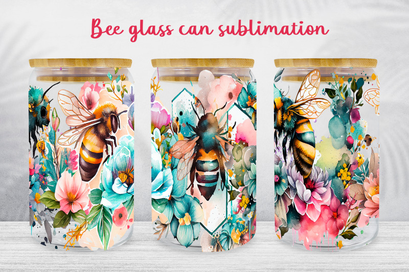 bee-glass-can-wrap-spring-floral-libbey-can-sublimation-png