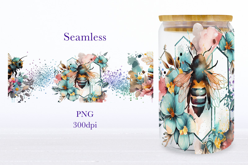 bee-glass-can-wrap-spring-floral-libbey-can-sublimation-png