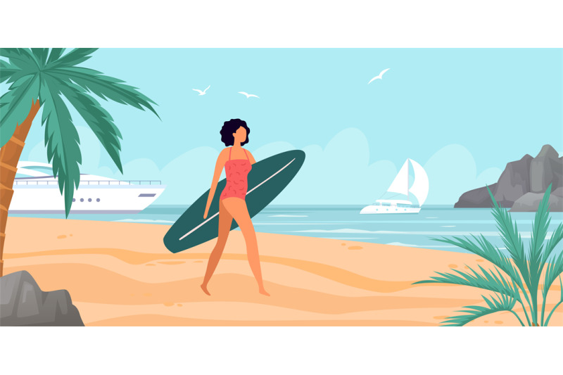 summer-sea-activity-girl-with-surfboard-on-beach