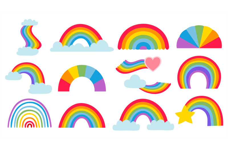 cartoon-rainbow-collection-colored-arcs-weather-set