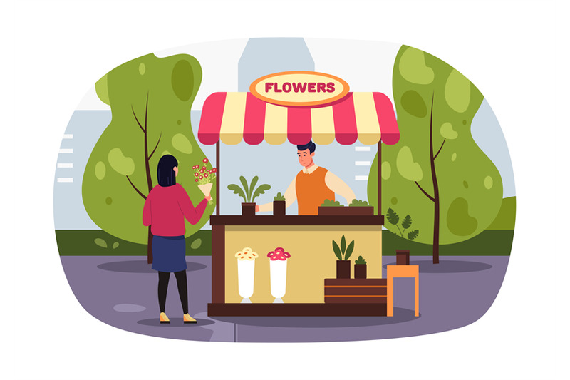 woman-buying-flowers-in-street-retail-kiosk