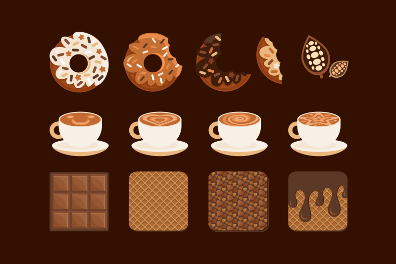 chocolate-donut-coffee-set