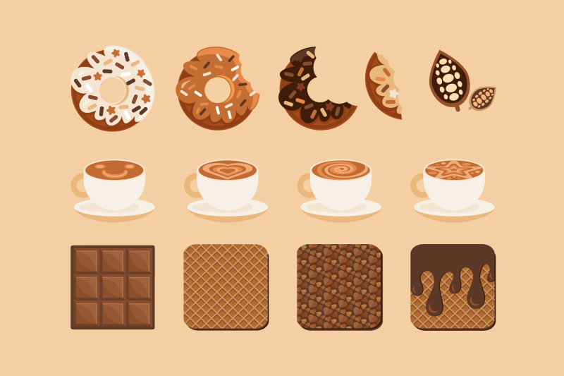 chocolate-donut-coffee-set