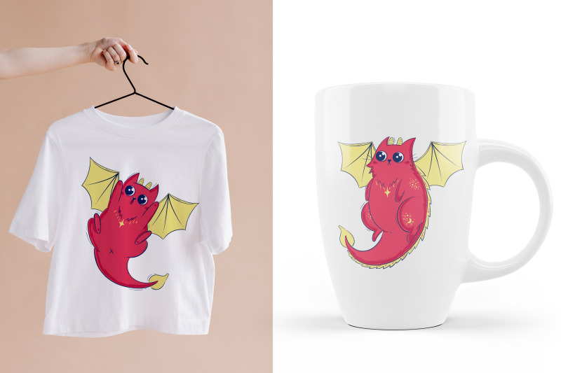 winged-cat-dragon-sticker-cartoon-kitty-with-dragon-wings