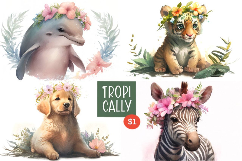 tropically-floral-animals