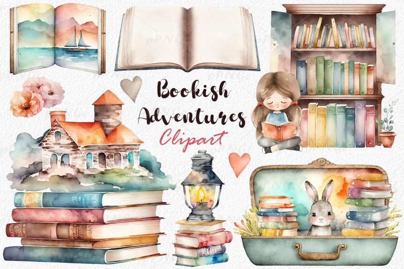 bookish-adventures-watercolor-clipart