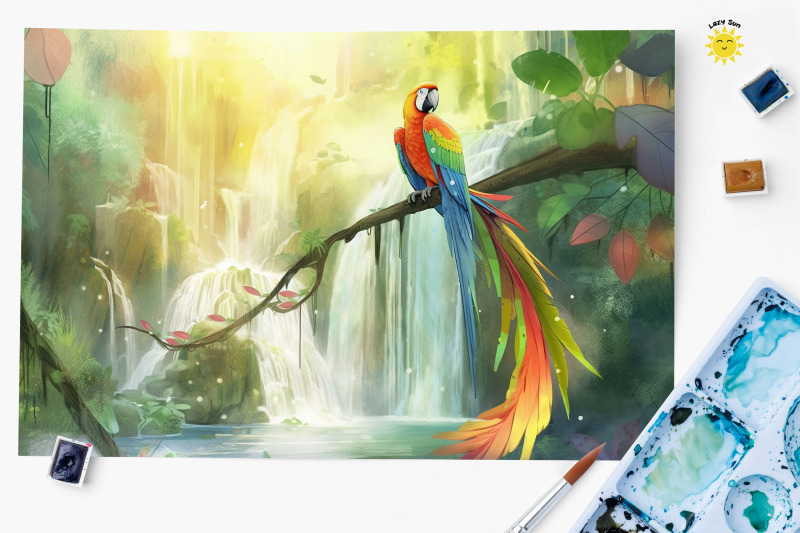 watercolor-beautiful-macaw-backgrounds