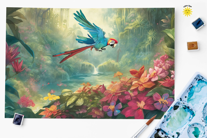 watercolor-beautiful-macaw-backgrounds