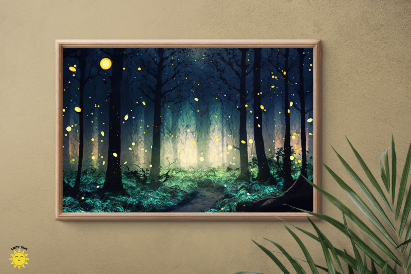 watercolor-enchanted-forest-fireflies-backgrounds