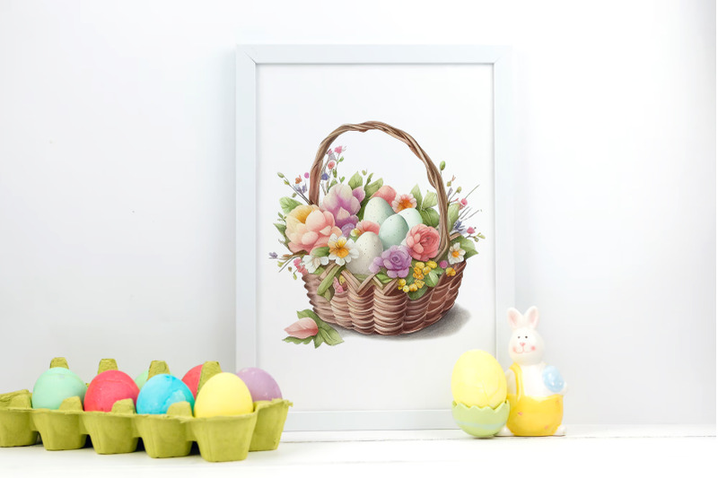 vintage-easter-floral-basket-png-clipart