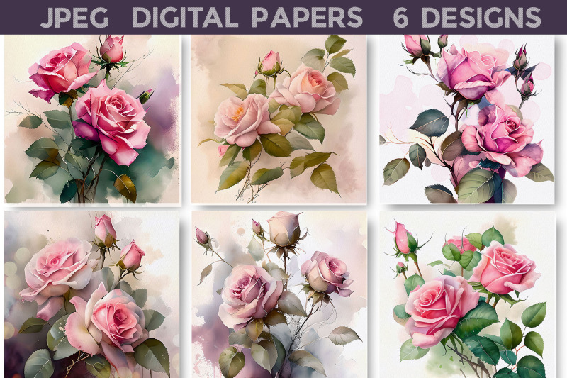 roses-digital-papers-pink-rose-background