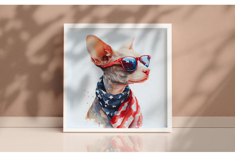 4th-of-july-cornish-rex-cat-background