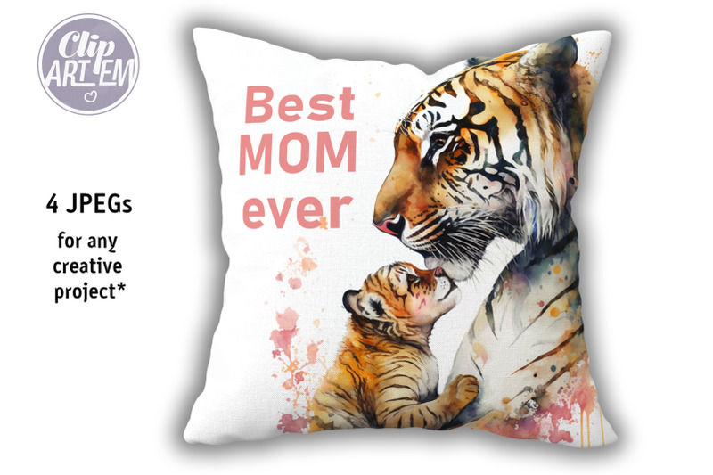 cute-mommy-daddy-tiger-baby-cub-4jpeg-watercolor-images-set-wall-art