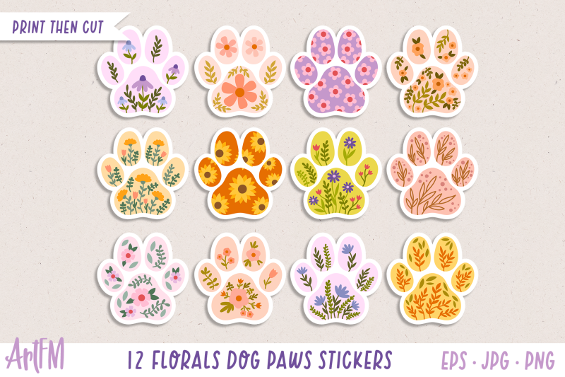dog-paws-sticker-bundle-flowers-dog-paw-png