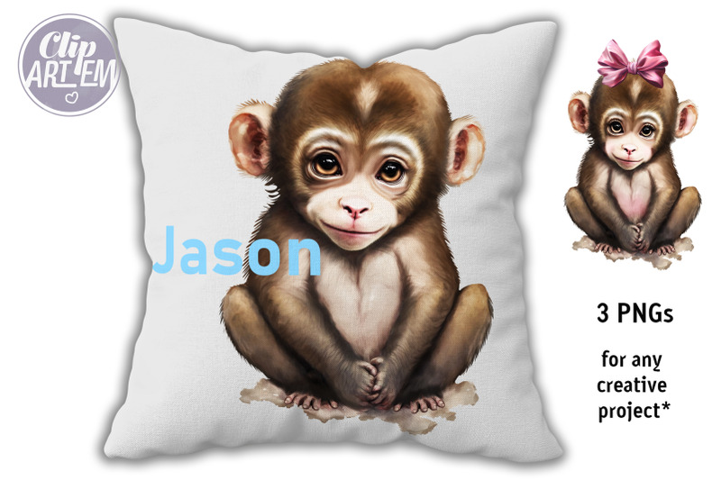 girl-boy-baby-monkey-3-png-images-set-watercolor-clip-art-digital