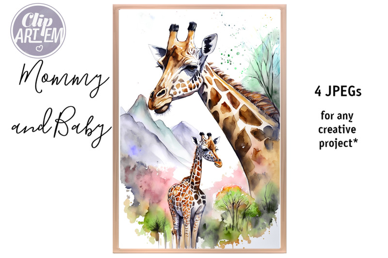 mommy-daddy-baby-giraffe-4-jpeg-watercolor-images-set-wall-art-decor