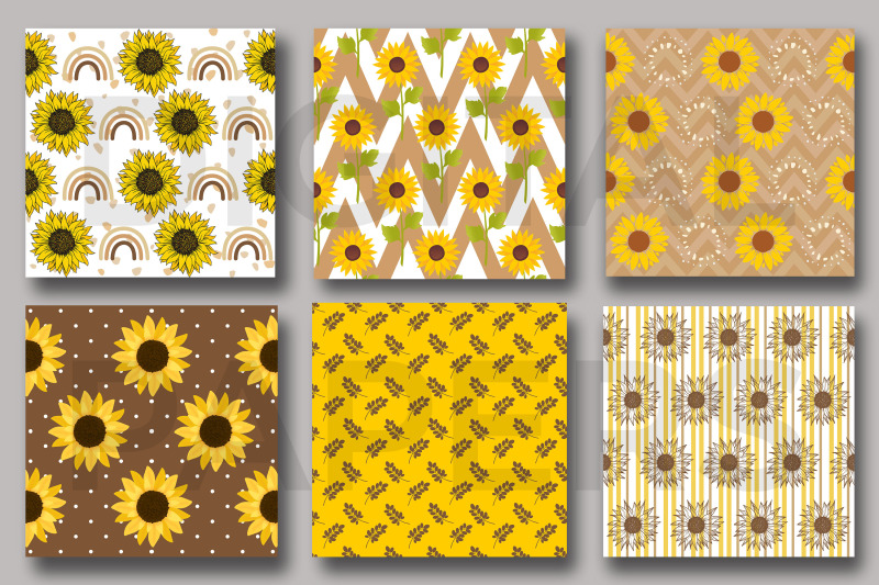 boho-sunflowers-digital-papers