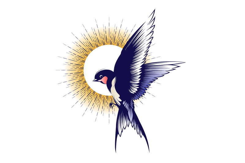 flying-swallow-bird-colored-tattoo-isolated-on-white