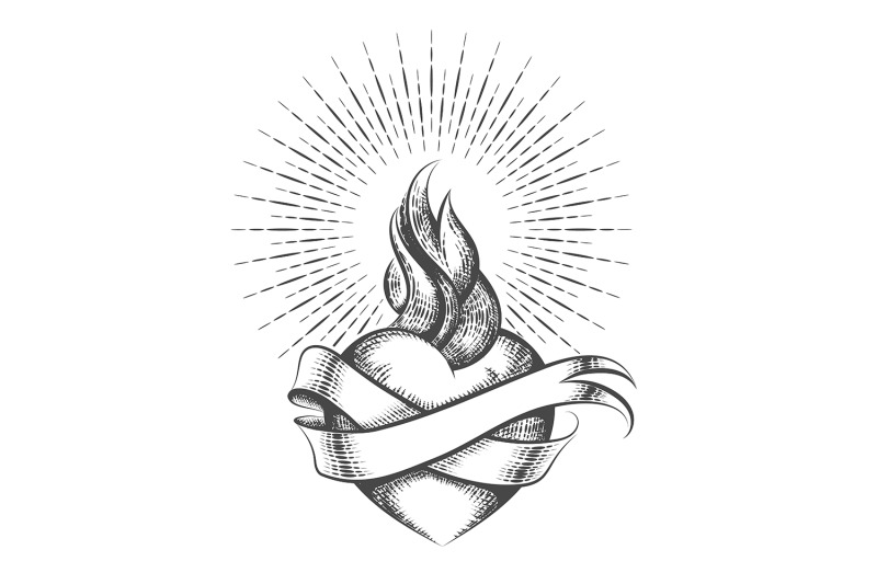 sacred-heart-symbol-tattoo-drawn-in-etching-style