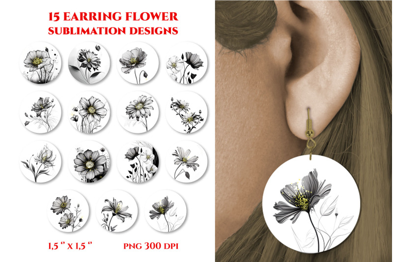 sublimation-earring-bundle-circle-earring-template-flowers