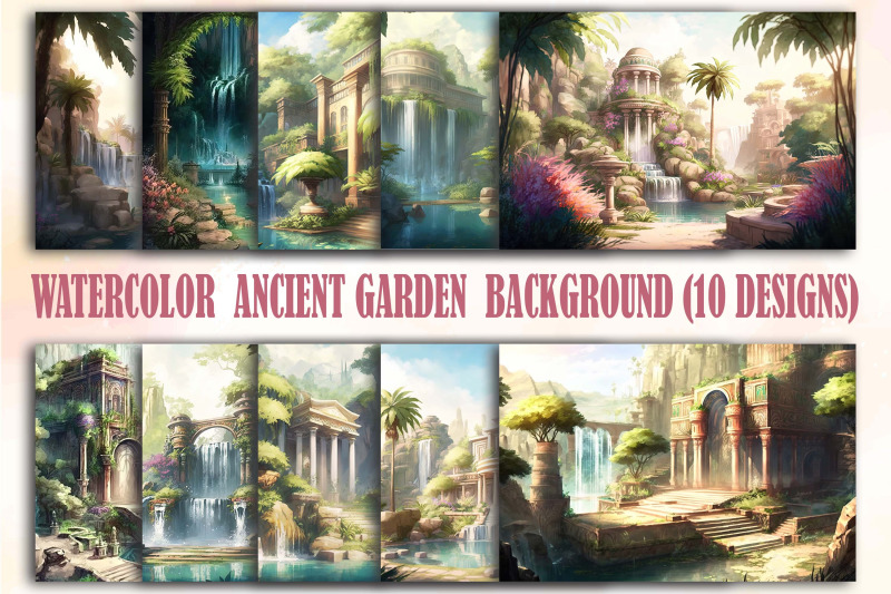 watercolor-ancient-garden-backgrounds