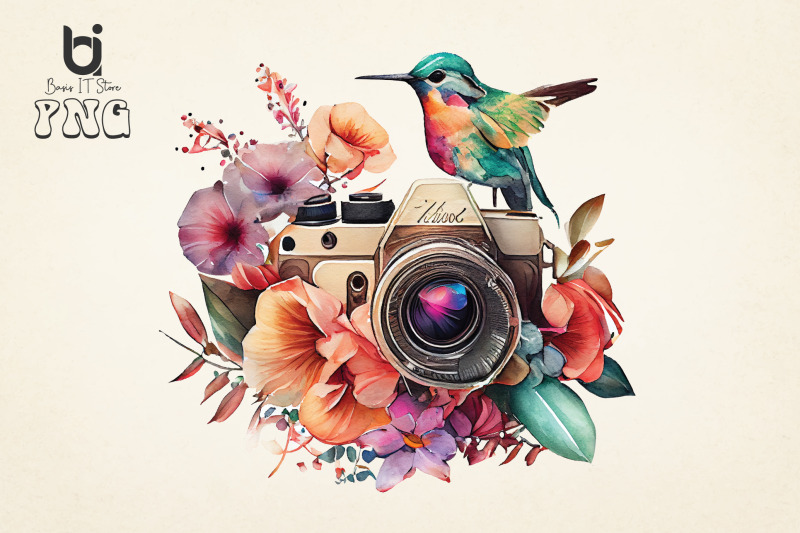 floral-camera-with-hummingbird-bundle-sublimation-png-file